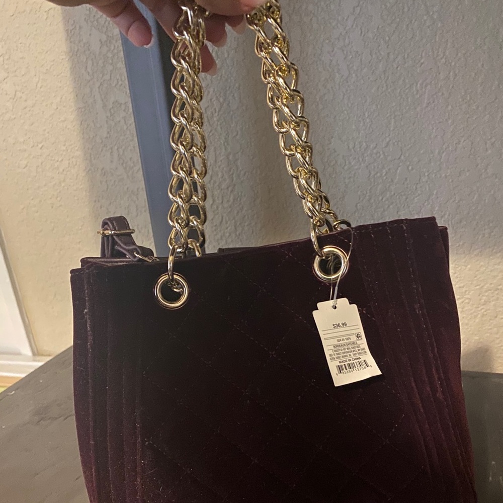 Burgundy velvet purse